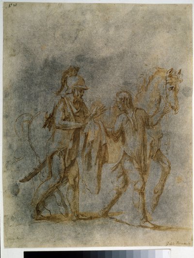 ""Saint Martin And The Beggar"" (Saint Martin And A Beggar) Akvarel og blæk af Giulio Pippi De