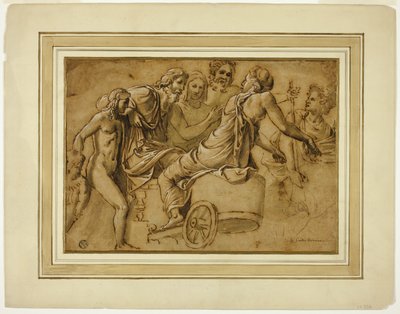 Undersøgelse for Venus, der beder Jupiter om Mercurys tjenester som Herald af Giulio Romano
