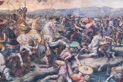 Slaget ved Milvian Bridge, detalje (fresko) af Giulio Romano