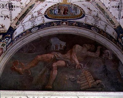 Loggiaen, detalje af lunette i hvælvingen, der forestiller Pan og satyrer af Giulio Romano