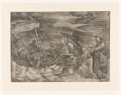 Kristus går på vandet af Giulio Sanuto (attributed to)