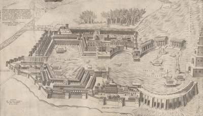 Mirror of Roman Magnificence: Birdseye View af Roms havn, 1554., 1554. af Giulio de Musi