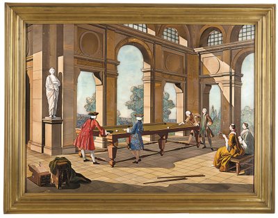 En kejserlig plakette af Billardspillerne, ca. 1752-55 (pietra dura) af Giuseppe (after) Zocchi