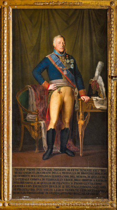 Portræt af Niccolo Filangeri, Kongerigets generalløjtnant (olie på lærred) af Giuseppe (school of) Patania