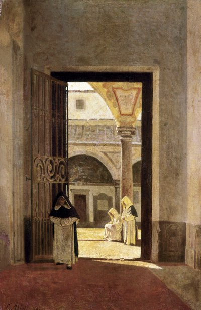 Entré til et dominikanerkloster. Maleri af Giuseppe Abbati (1836-1868). Olie på træ. Cadiz Museum. af Giuseppe Abbati