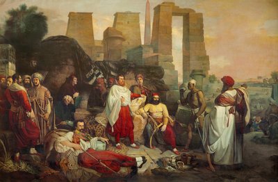 Den fransk-toscanske arkæologiske ekspedition til Egypten (olie på lærred) af Giuseppe Angelelli