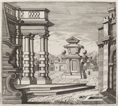 Arkitektonisk fantasi med portaler og monumenter af Giuseppe Antonio Landi