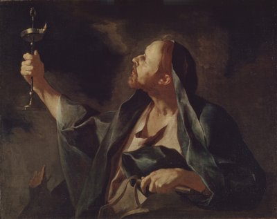 En mand med en lampe og en pisk Profeten Sophonias af Giuseppe Antonio Petrini