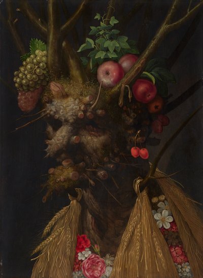 Fire årstider i ét hoved, ca. 1590 (olie på panel) af Giuseppe Arcimboldo
