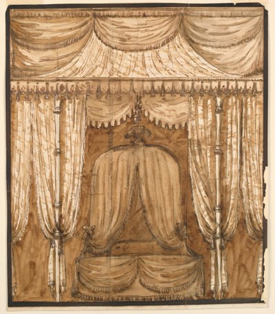 Tegning, Elevation af en sengealkove, ca. 1790 af Giuseppe Barberi