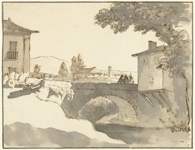 Udsigt over landsbyen i Alcobaça i Portugal af Giuseppe Bernardino Bison (possibly)