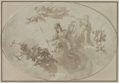 Loftstudie: Allegori om fred og krig, ca. 1800 . af Giuseppe Bernardino Bison