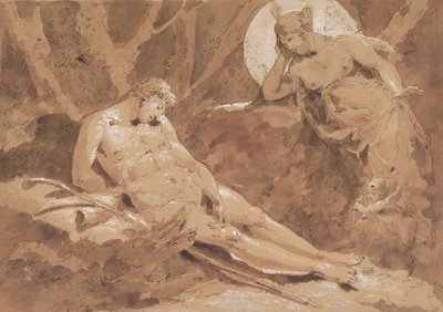 Diana og Endymion med Amor af Giuseppe Bernardino Bison