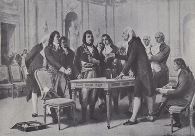 Alessandro Volta demonstrerer sit batteri for Napoleon, Frankrigs førstekonsul, 1801 af Giuseppe Bertini