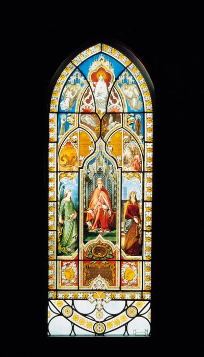 Glasmosaikvindue med Triumph of Dante af Giuseppe Bertini