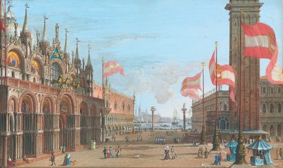 Udsigt over Markuspladsen, Venedig, med Palazzo Ducale og Campanile, 1828 af Giuseppe Borsato
