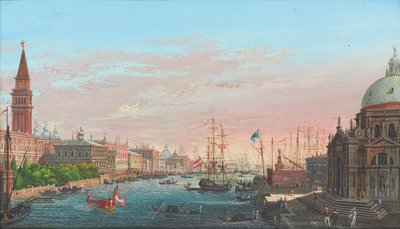 Udsigt over Canal Grande, Venedig, med Palazzo Ducale og Salut af Giuseppe Borsato