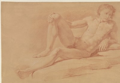 Studie af en halvt liggende, halvt siddende dreng af Giuseppe Bottani