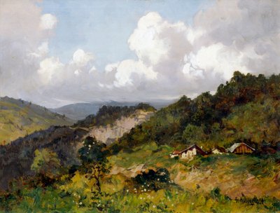 Sommer i bakker (olie på panel) af Giuseppe Buscaglione