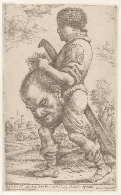 David bærer Goliats hoved, som han holder i håret, 1620-30. af Giuseppe Caletti