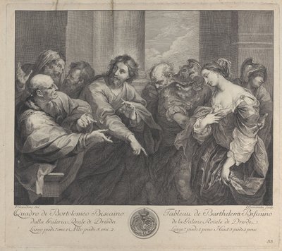 Kristus og kvinden taget i utroskab, 1750-57. af Giuseppe Camerata