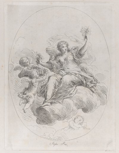 Allegorisk figur på en sky med putti, efter Stefano Pozzi, ca. 1745-1802. af Giuseppe Canale