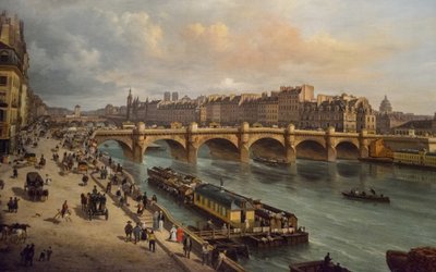 Pont-Neuf og Cité Paris 1832, 1832. af Giuseppe Canella the Elder