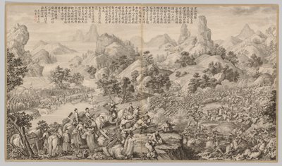 Breaking Through the Siege at Hesui: Fra kampscener fra oprørets udbrud i de vestlige regioner, med kejserlige digte af Giuseppe Castiglione
