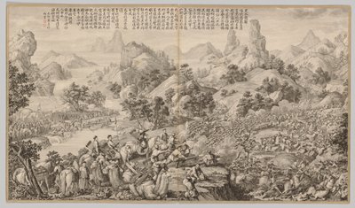 Breaking Through the Siege at Hesui: fra Battle Scenes of the Quelling of Rebellions..., ca. 1765-17 af Giuseppe Castiglione