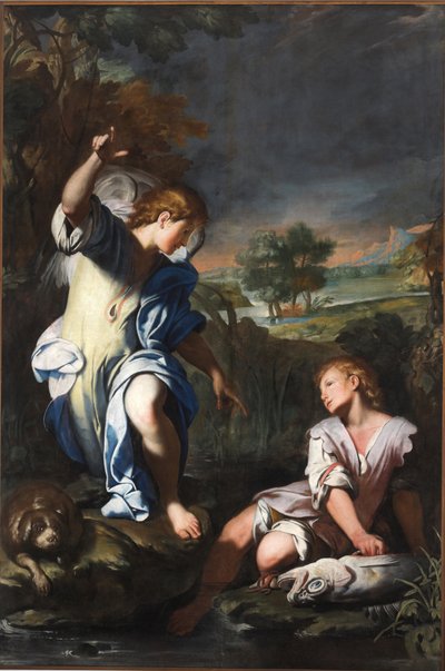 Tobias og englen (olie på lærred) af Giuseppe Castiglione