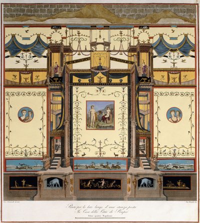 En lang væg i et værelse i et hus i Pompeji af Giuseppe Chiantarelli