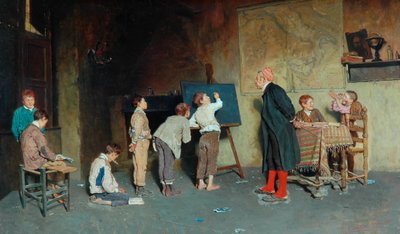 En italiensk landsbyskole, 1888 af Giuseppe Costantini