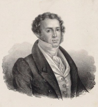 Portræt af komponisten Saverio Mercadante 1795-1870. af Giuseppe Gozzini