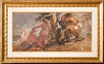 De badende og en kentaur (olie på krydsfiner) af Giuseppe Graziosi