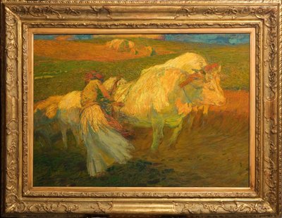 Pløjningen (olie på pap) af Giuseppe Graziosi