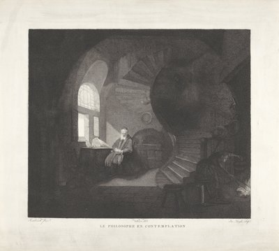 Mediterende filosoof Filosoffen i kontemplation (titel på objekt) af Giuseppe Longhi