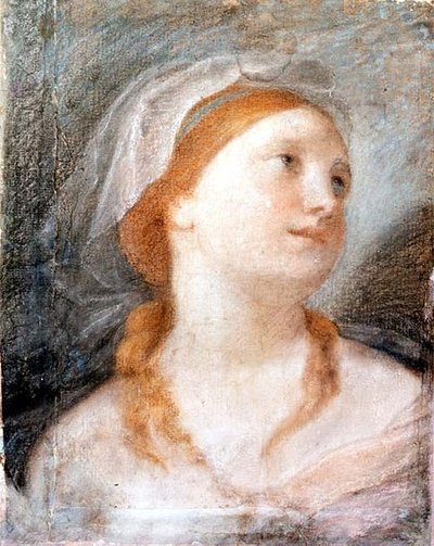 Studie af hovedet af en ung kvinde med rødt hår af Giuseppe Maria (circle of) Crespi