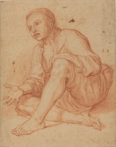 Ung bonde siddende på jorden [recto] af Giuseppe Maria Crespi