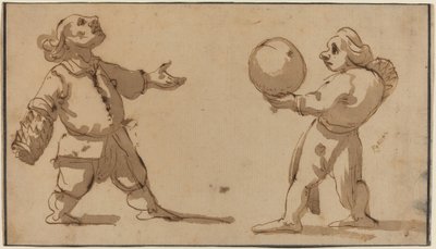 En karikatur med boldspillere af Giuseppe Maria Mitelli