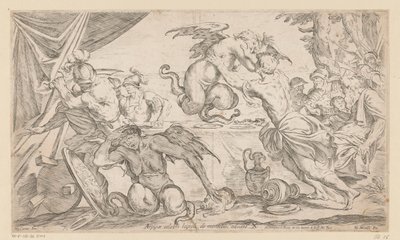 Aeneas og hans ledsagere kæmper mod harpierne Arpijae celebri lapsu de montibus adsunt (titel på objekt) Wanderings of Aeneas (serietitel) L