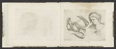 Overkrop af en kvinde og buste af en kvinde Tegningseksempler (serietitel) Mitelli dybtryk (serietitel) af Giuseppe Maria Mitelli