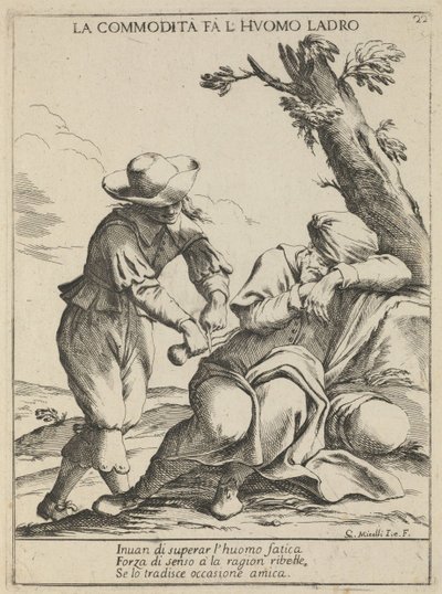 Mulighed gør en tyv. Komfort gør en tyv, 1678 af Giuseppe Maria Mitelli