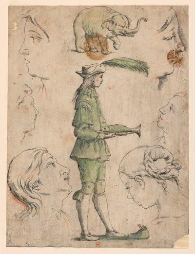 Proofs for fire plader af "Alfabeto in Sogno" [Drømmealfabet]: Bogstav E af Giuseppe Maria Mitelli