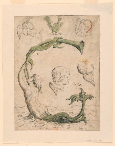 Proof for fire plader af "Alfabeto in Sogno" [Drømmealfabet]: Bogstav G af Giuseppe Maria Mitelli