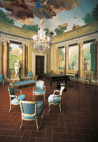 Fresker malet i 1777-1778 af Giuseppe Maria Terreni (1739-1811) i Room of Four Seasons, Villa del Poggio Imperiale (Villa of Imperial Hill), Firenze, Italien af Giuseppe Maria Terreni