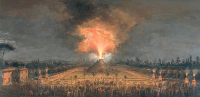 Natlig festival med ildpustende vulkan i Cascine i Firenze til ære for storhertug Ferdinand III af Giuseppe Maria Terreni
