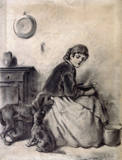Kvinde med hunde af Giuseppe Mazza