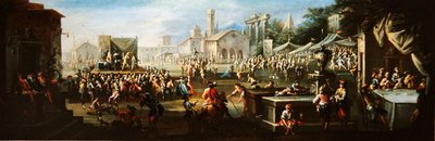 A Village Fair (olie på lærred) af Giuseppe Moriani