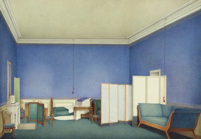 Soveværelse af general grev Adam Albert von Neipperg, anden mand til Marie Louise af Parma, akvarel af Giuseppe Naudin (1792-1872) af Giuseppe Naudin