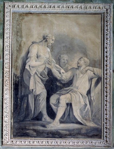 Menneskeheden hjælper ulykken (monokrom tegning af Giuseppe Paganelli